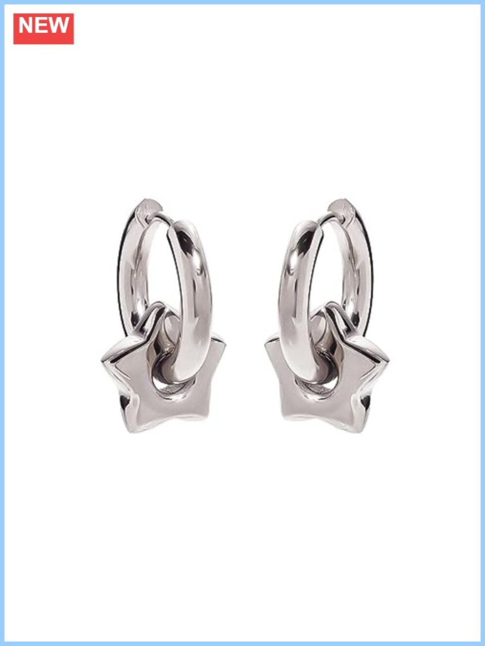 Star Hoop Earrings 316 Stainless Steel Hinged Hoop Minimalist Gift